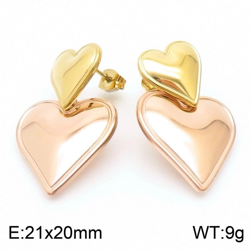 1 Pair Minimalist Classic Style Solid Color Stainless Steel 18K Gold Plated Drop Earrings