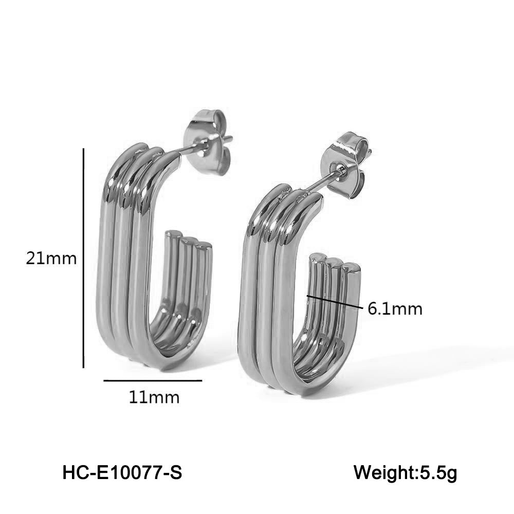 IG Style Geometric Stainless Steel Electroplating Earrings