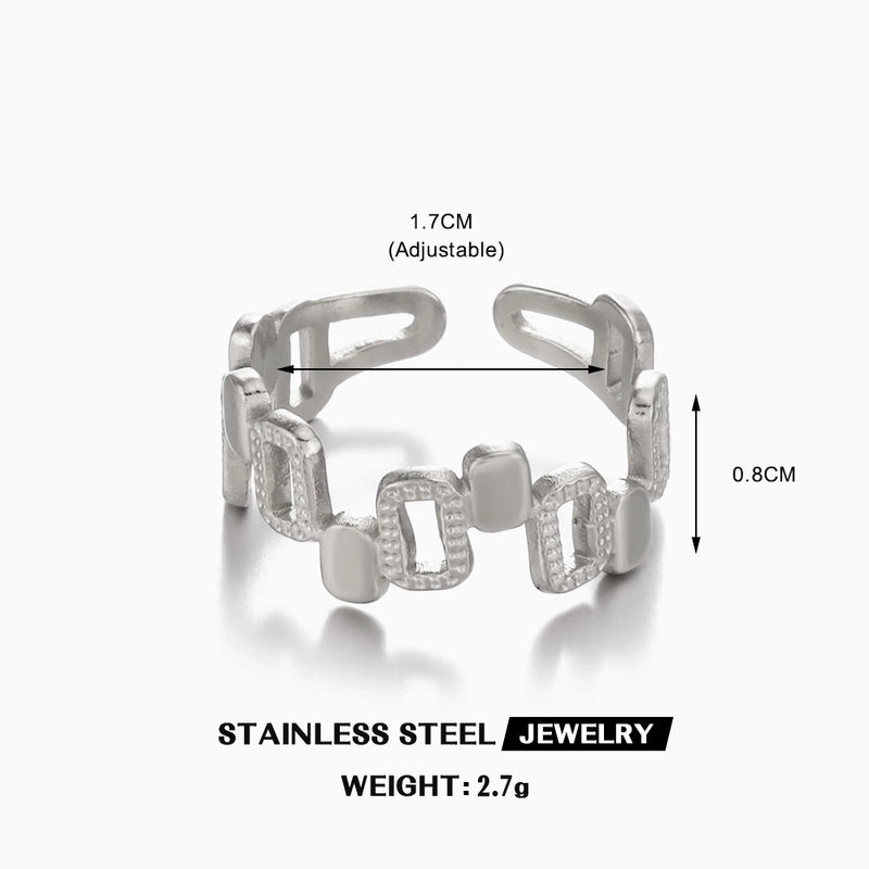 Vintage Style Square 304 Stainless Steel 18K Gold Plated Plating Stainless Steel Rings