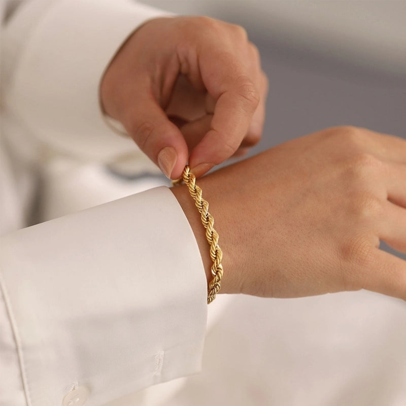 Minimalist Geometric 316L Stainless Steel 18K Gold Plated Bracelets In Bulk