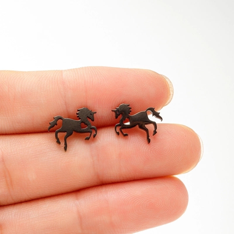 1 Pair Cute Sweet Animal Horse Plating Hollow Out 304 Stainless Steel 18K Gold Plated Ear Studs