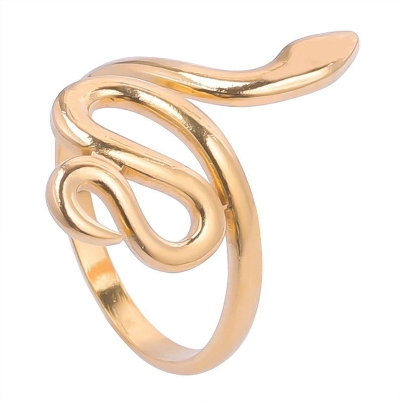 Lady Snake 304 Stainless Steel 18K Gold Plated Polishing Open Ring