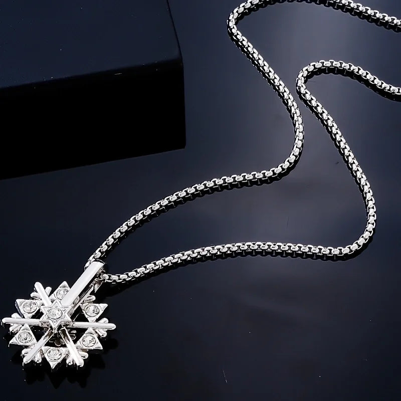 Stainless Steel Alloy Titanium Steel Plating Inlay Snowflake Zircon Necklace Pendant