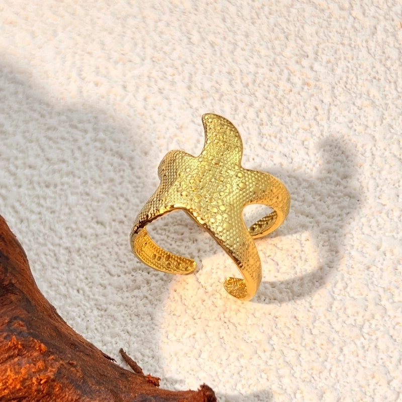 Casual Retro Starfish 304 Stainless Steel 18K Gold Plated Open Rings