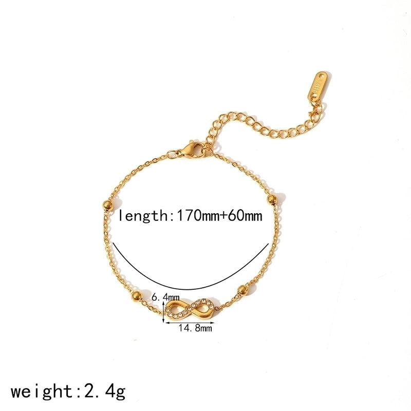 Minimalist Classic Style Solid Color 304 Stainless Steel Zircon 18K Gold Plated Plating Bracelets Anklet