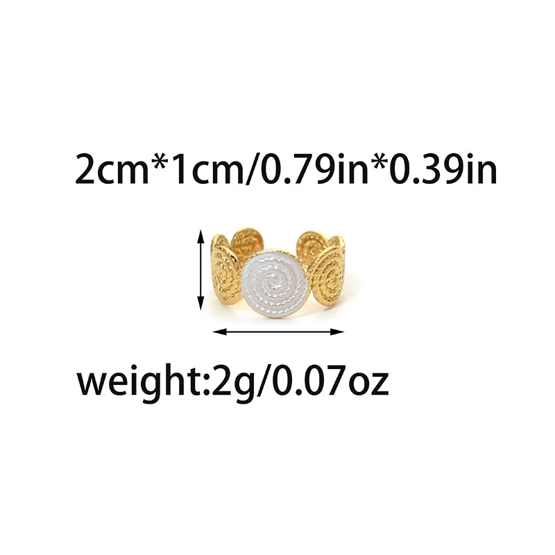 Casual Vacation Beach Starfish Swirl Pattern 304 Stainless Steel 14K Gold Plated Enamel Open Rings