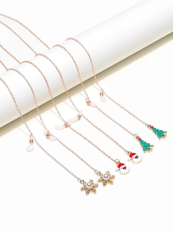 Cute Copper Christmas Women's Glasses Chain Glasses