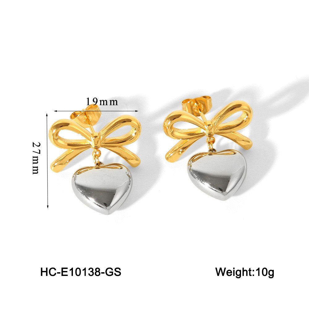 IG Style Heart Geometric Stainless Steel Electroplating Earrings