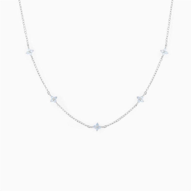 Copper Inlay Flower Petal Zircon Anklet Necklace