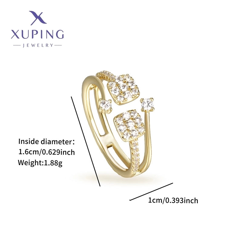 Copper 18K Gold Plated Inlay Geometric Butterfly Fish Tail Artificial Gemstones Open Rings