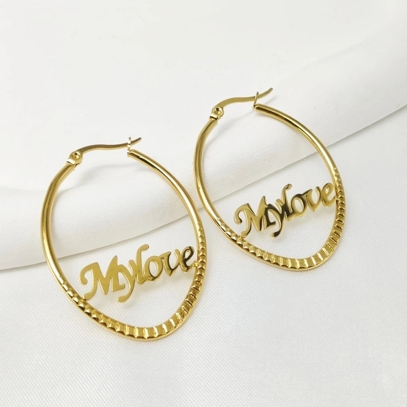 1 Pair IG Style Elegant Commute Letter Oval 304 Stainless Steel 18K Gold Plated Stainless Steel Earrings