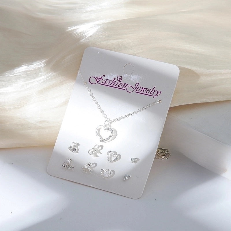 New Crystal Christmas Clavicle Chain Alloy Short Necklace Earring Set