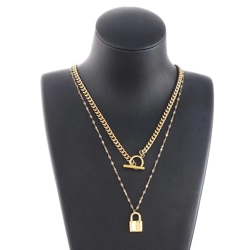 Titanium Steel 18K Gold Plated Fashion Plating Geometric Necklace