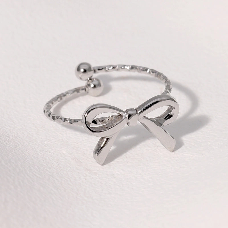 IG Style Minimalist Bow Knot 304 Stainless Steel 18K Gold Plated Open Rings