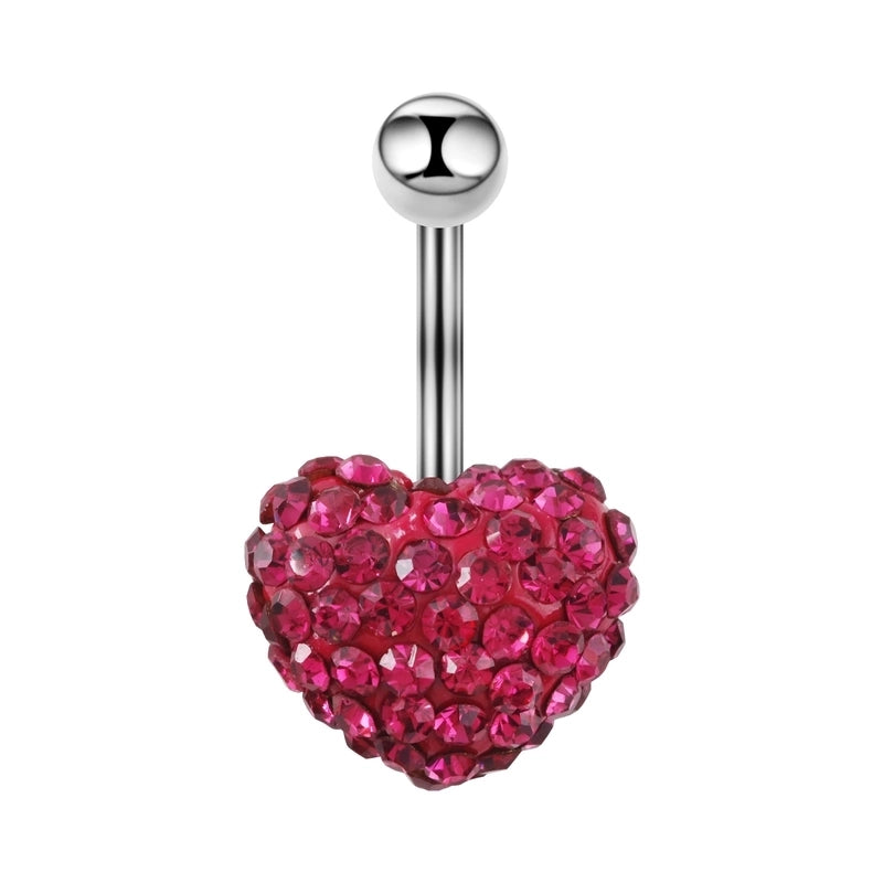 1 Piece Belly Rings Sexy Cool Style Heart Shape 316L Stainless Steel Alloy Plating Rhinestones