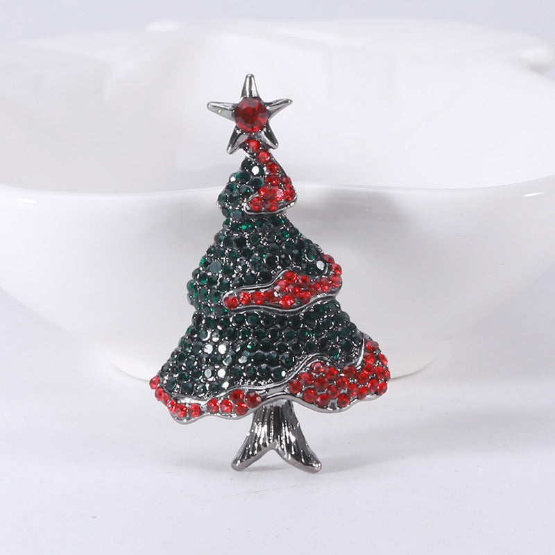 Fashion Pin Christmas Tree Alloy Inlay Rhinestones Women'S Brooches