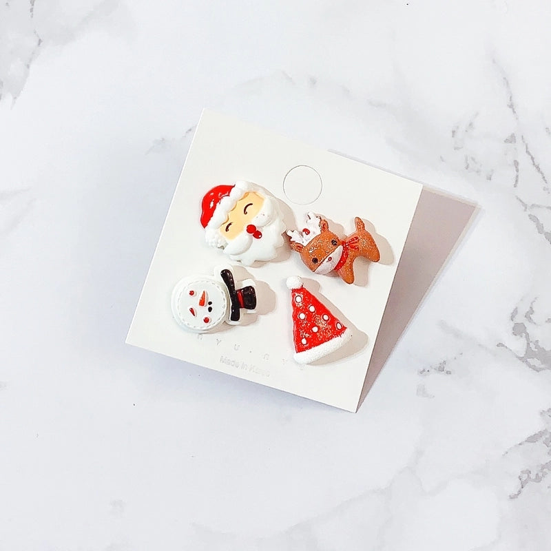 Spot Cartoon Acrylic Christmas Brooch Badge Snowman Elk Christmas Tree Collar Pin Set Corsage