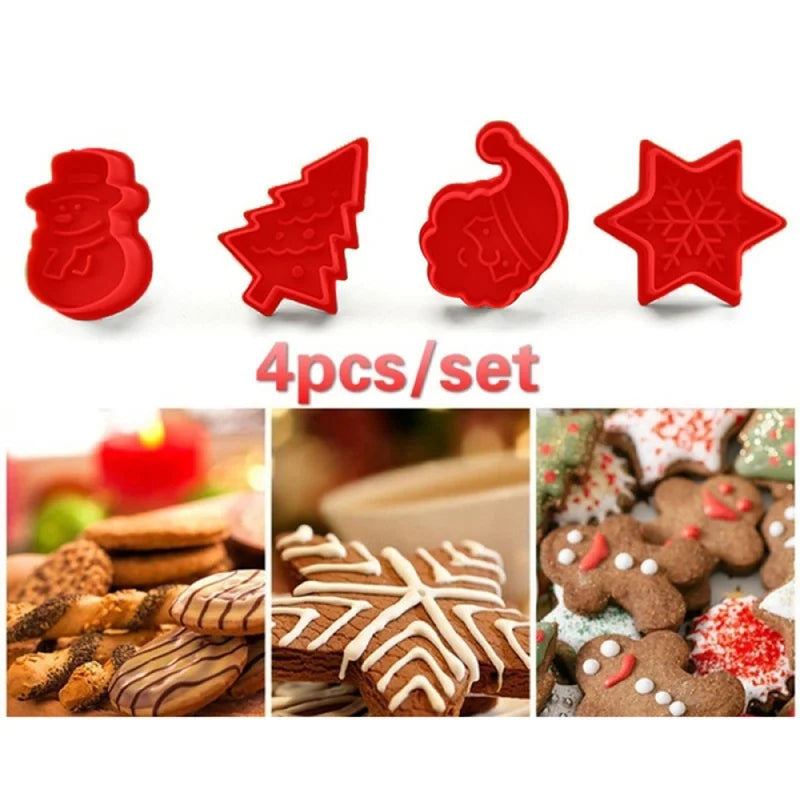 Christmas Cute Christmas Tree Santa Claus Snowflake PP Kitchen Molds Biscuit Mold 1 Set