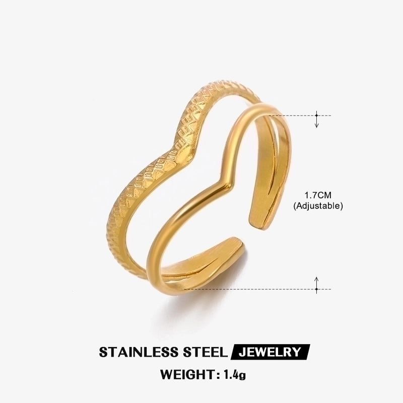 Basic Letter 304 Stainless Steel 18K Gold Plated Plating Open Rings