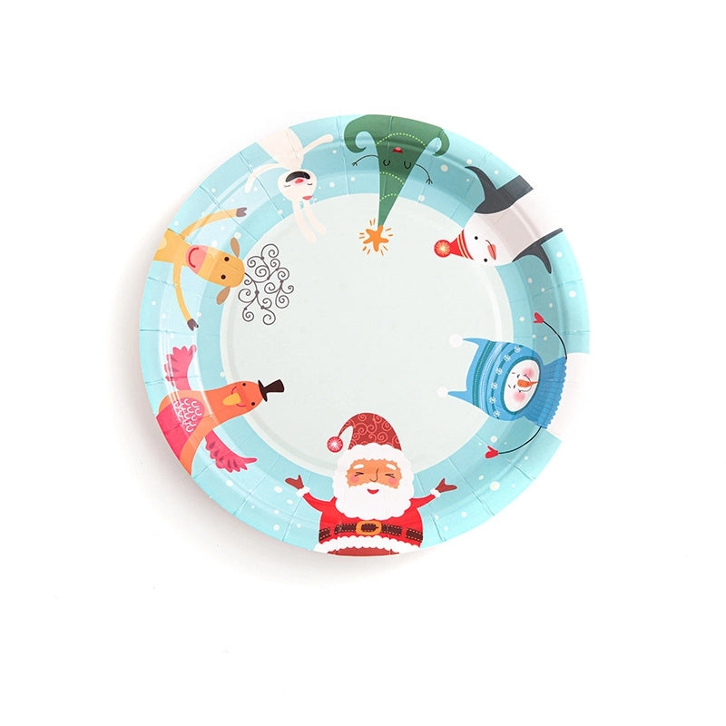 Factory Design Christmas Paper Plate Baking Light Salad Round Paper Plate 7 Inch 9 Inch Christmas Paper Plate