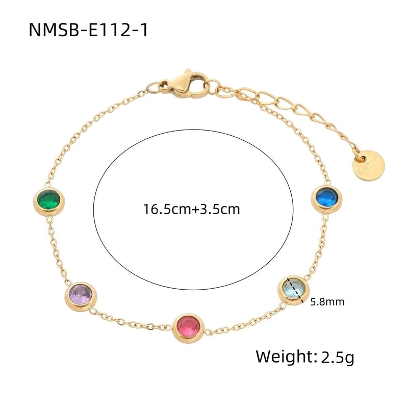 Basic Lady Geometric 304 Stainless Steel Zircon Bracelets In Bulk