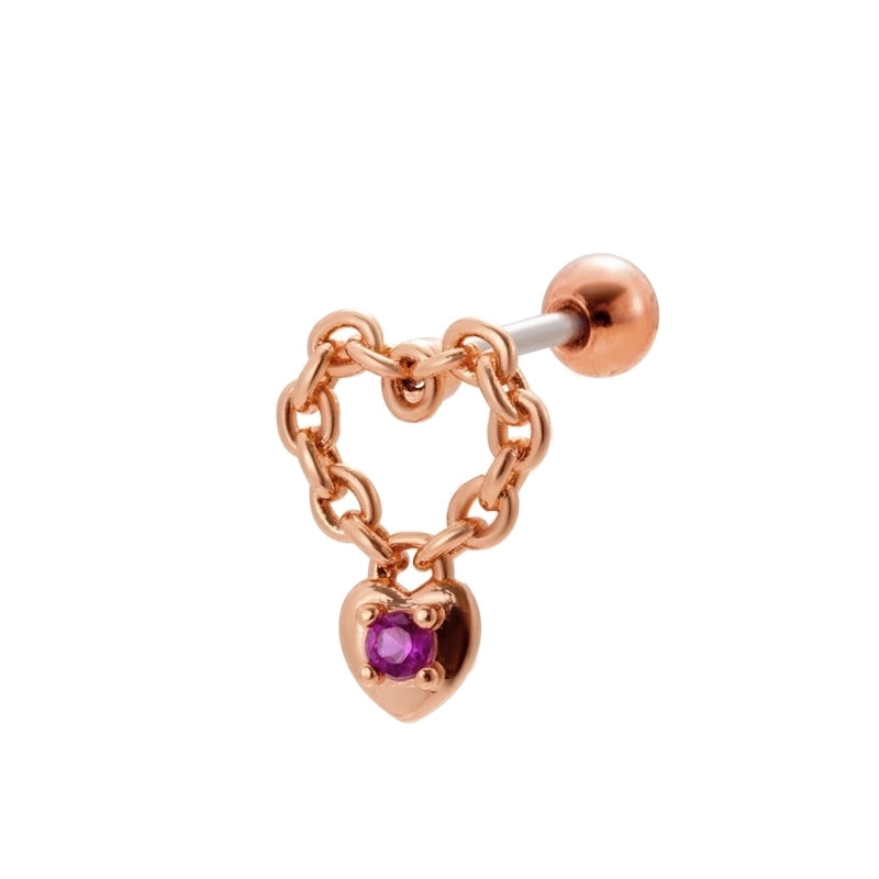 1 Piece Ear Cartilage Rings & Studs Sweet Heart Shape Flower 316L Stainless Steel Copper Plating Inlay Zircon Ear Cartilage Rings & Studs