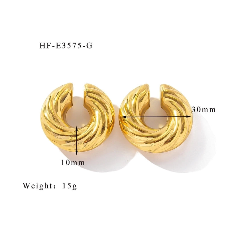 1 Piece Minimalist Classic Style Solid Color Plating 304 Stainless Steel Ear Cuffs