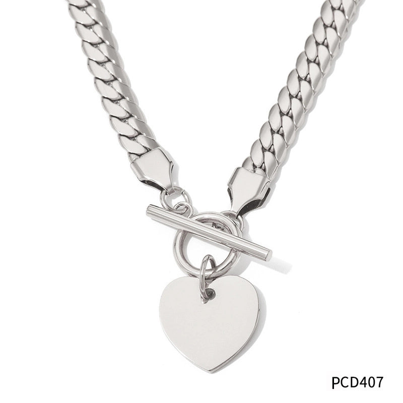 Fashion Heart Shape Stainless Steel Plating Bracelets Necklace