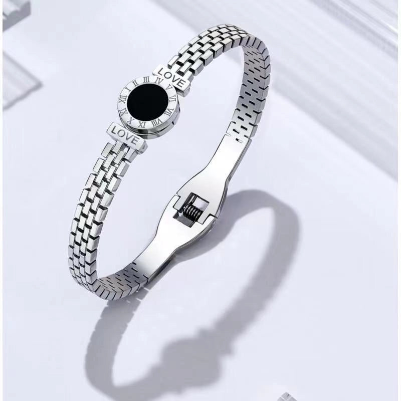 Minimalist Round Titanium Steel Plating Bangle 1 Piece