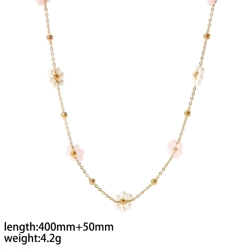 Stainless Steel 18K Gold Plated Minimalist Polishing Plating Flower Bracelets Anklet Necklace