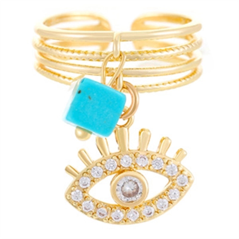 Copper Gold Plated Silver Plated Inlay Geometric Cross Zircon Open Rings