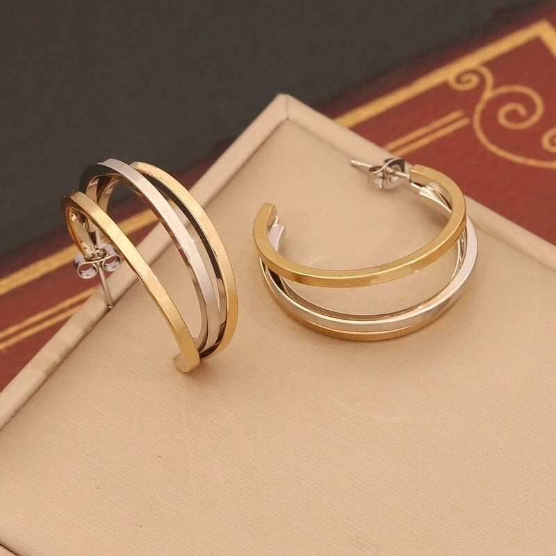 1 Pair Minimalist Commute Geometric 304 Stainless Steel 18K Gold Plated Ear Studs