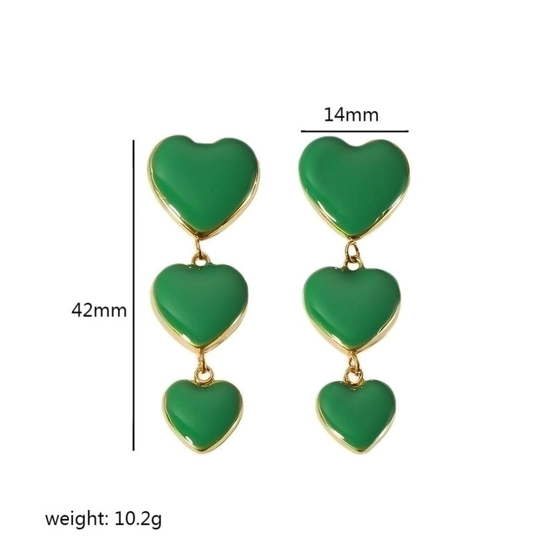 1 Pair Classic Style Heart Shape Polishing Plating 304 Stainless Steel Drop Earrings Ear Studs