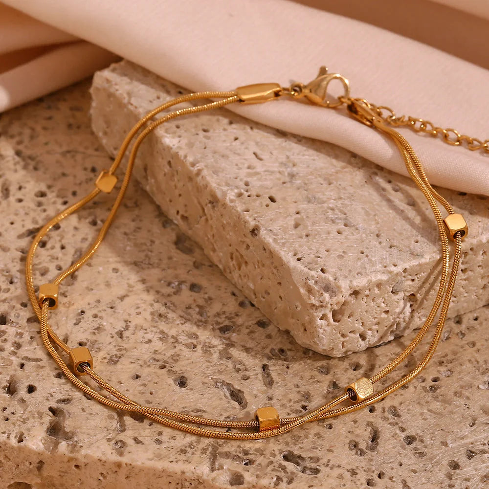 Minimalist Women Geometric 18K Gold Plated Anklets