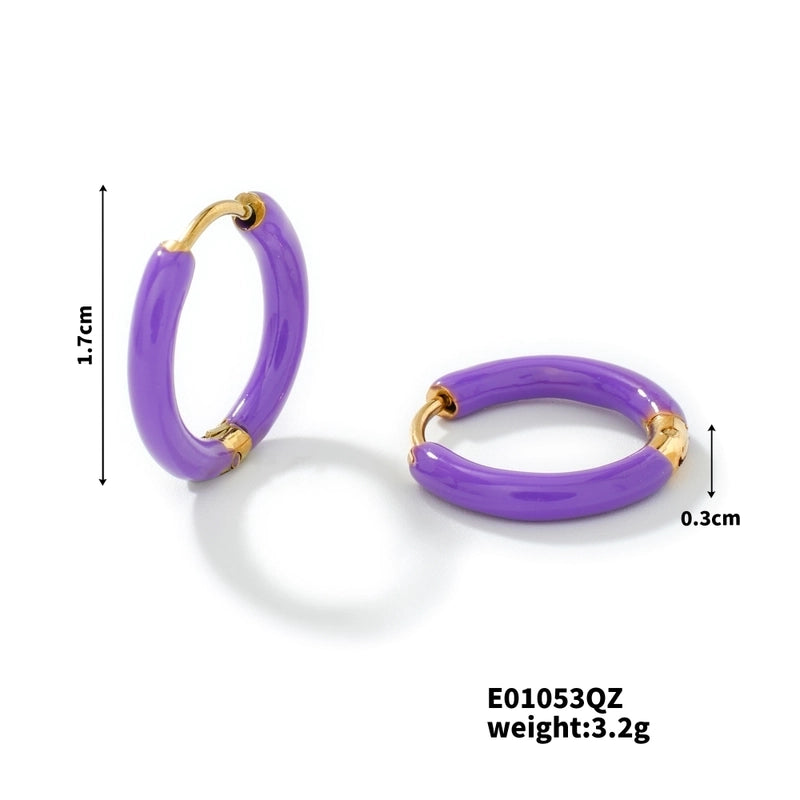 1 Piece Minimalist Artistic Commute Geometric Enamel 304 Stainless Steel Resin K Gold Plated Earrings