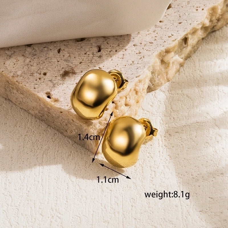 1 Pair Casual Minimalist Commute Round Solid Color Plating 304 Stainless Steel 18K Gold Plated Ear Studs
