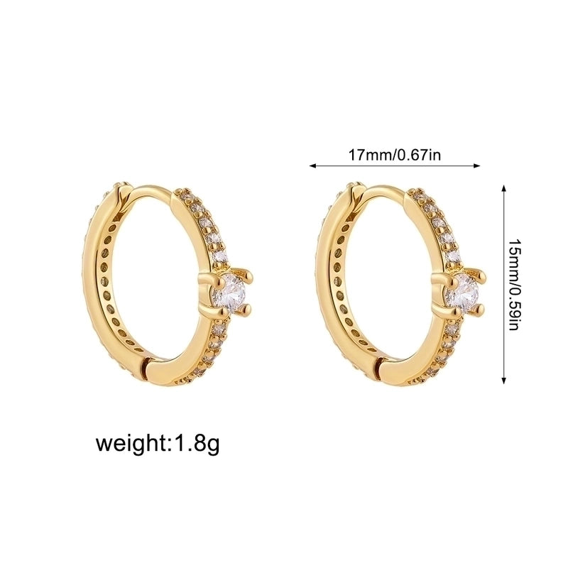 1 Pair Minimalist Shiny Cross Circle Inlay 304 Stainless Steel Zircon Earrings