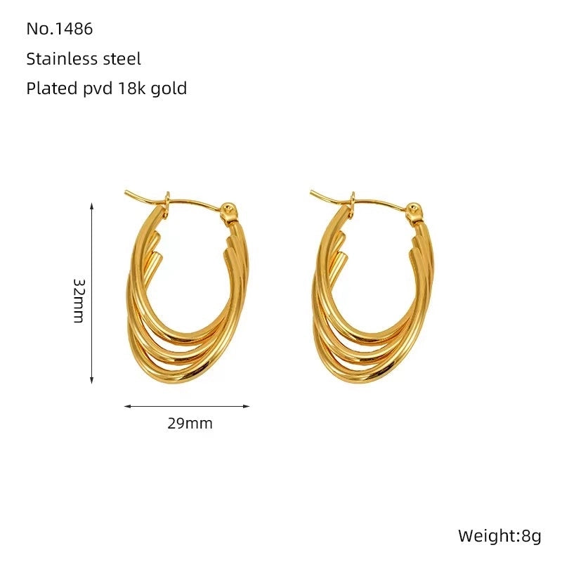1 Pair Minimalist Classic Style Solid Color 304 Stainless Steel 18K Gold Plated Earrings Ear Studs