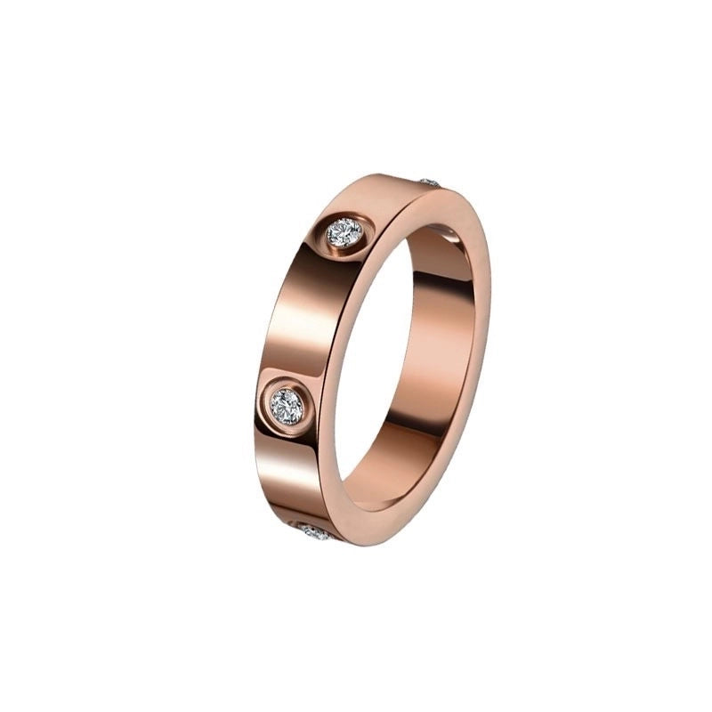 Minimalist Geometric Titanium Steel Plating Inlay Rhinestones Rings