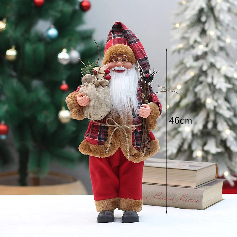 Christmas New 18 Inch 46cm Standing Sitting Santa Claus Doll Christmas Decoration Gift Ornaments