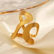 IG Style Minimalist Lines 304 Stainless Steel 18K Gold Plated Open Rings