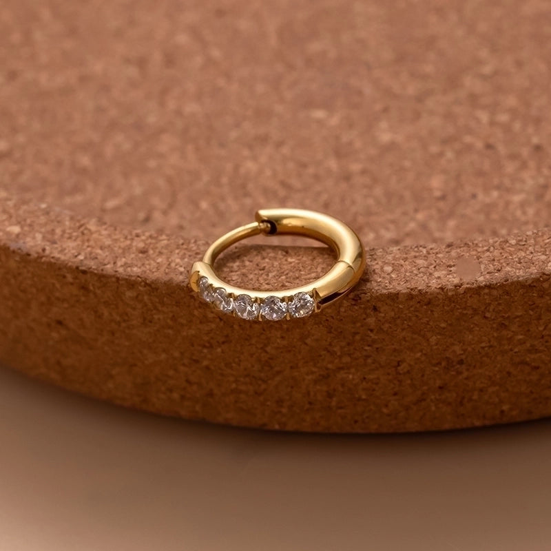 1 Piece Ear Cartilage Rings & Studs Sweet Water Droplets Heart Shape Copper Plating Inlay Zircon