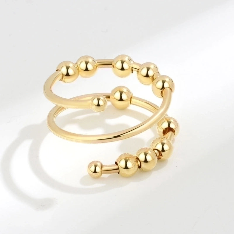 IG Style Minimalist Geometric Copper Beaded Plating Open Rings Anxiety Ring