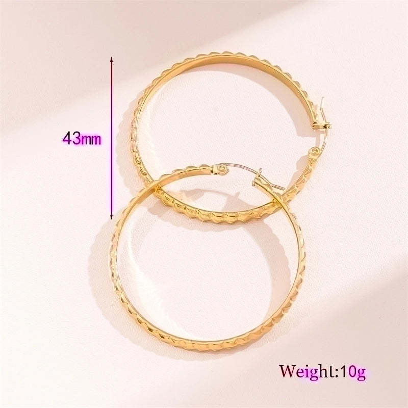 1 Pair Retro Minimalist C Shape Round Plating Stainless Steel 18k Gold Plated Hoop Earrings