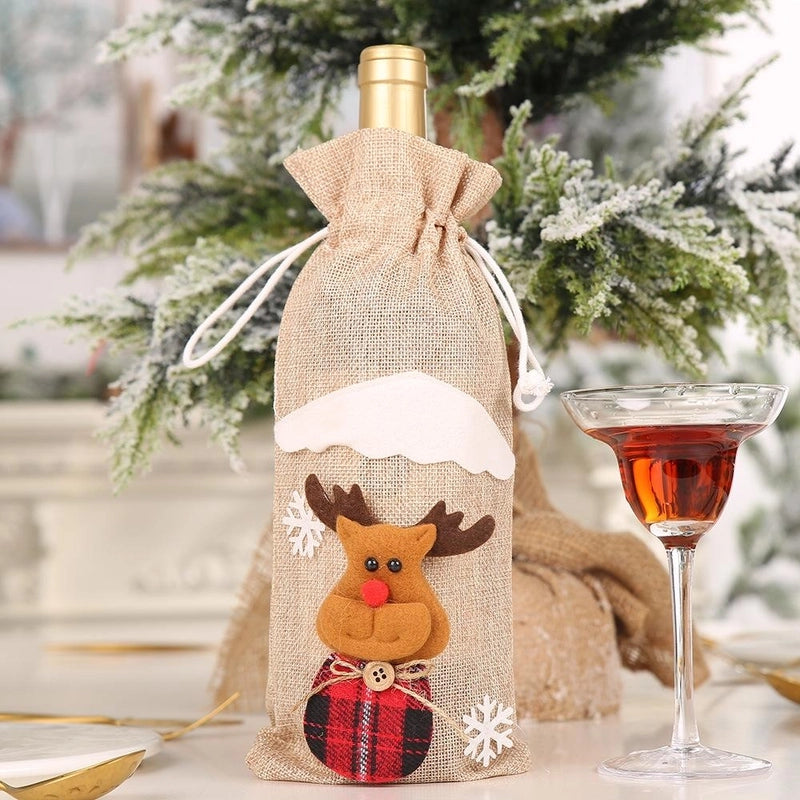 Christmas Decorations Christmas Bottle Set Wine Champagne Bottle Bag Dining Table Dress Up