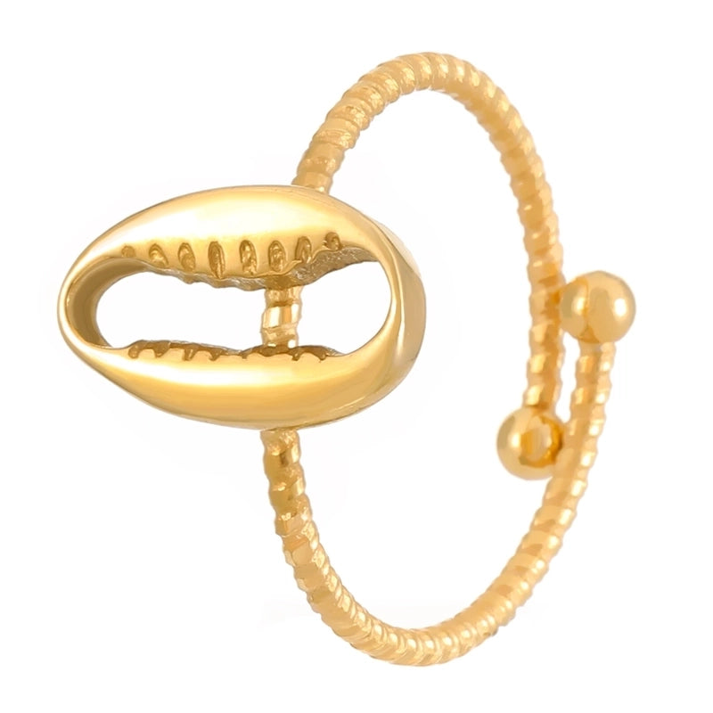 Marine Style Minimalist Starfish Crab Shell Titanium Steel 18K Gold Plated Open Rings