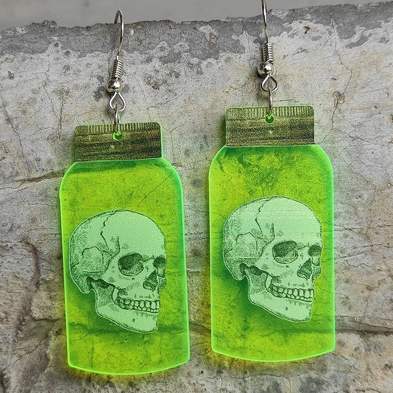 2 Pieces Funny Spider Skull Arylic Women's Earrings 1 Pair