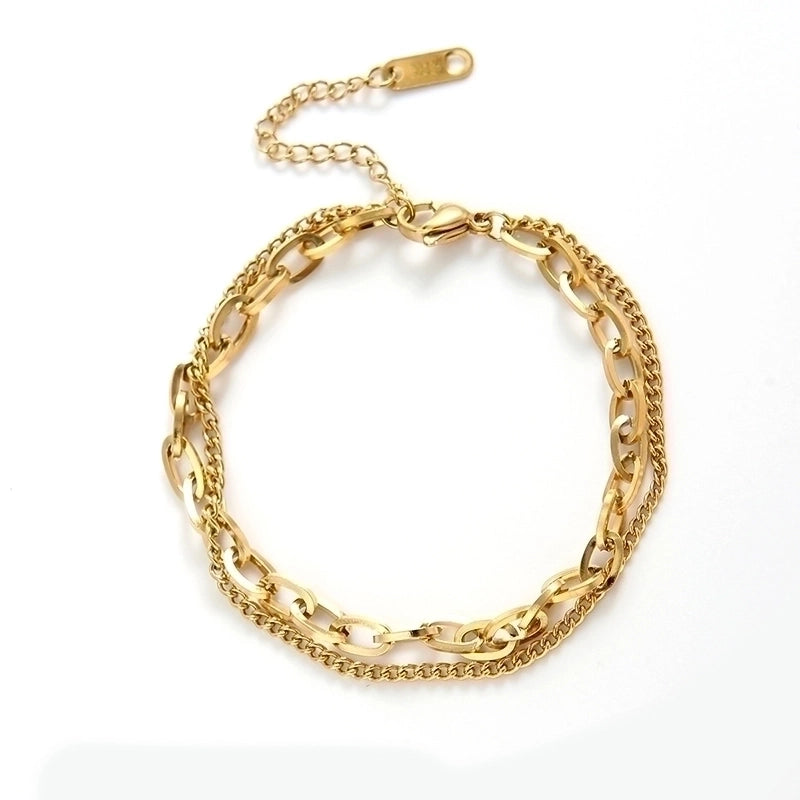 Vintage Style Geometric 304 Stainless Steel 18K Gold Plated Stainless Steel Bracelets In Bulk