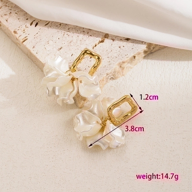 1 Pair Minimalist Heart Shape Plating Inlay Stainless Steel Artificial Pearls 18k Gold Plated Drop Earrings