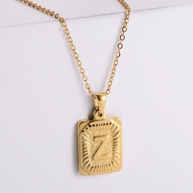 304 Stainless Steel 18K Gold Plated Minimalist Plating Letter No Inlaid Pendant Necklace